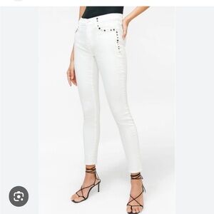 7 For All Mankind Embellished White High Rise Jeans Size 27